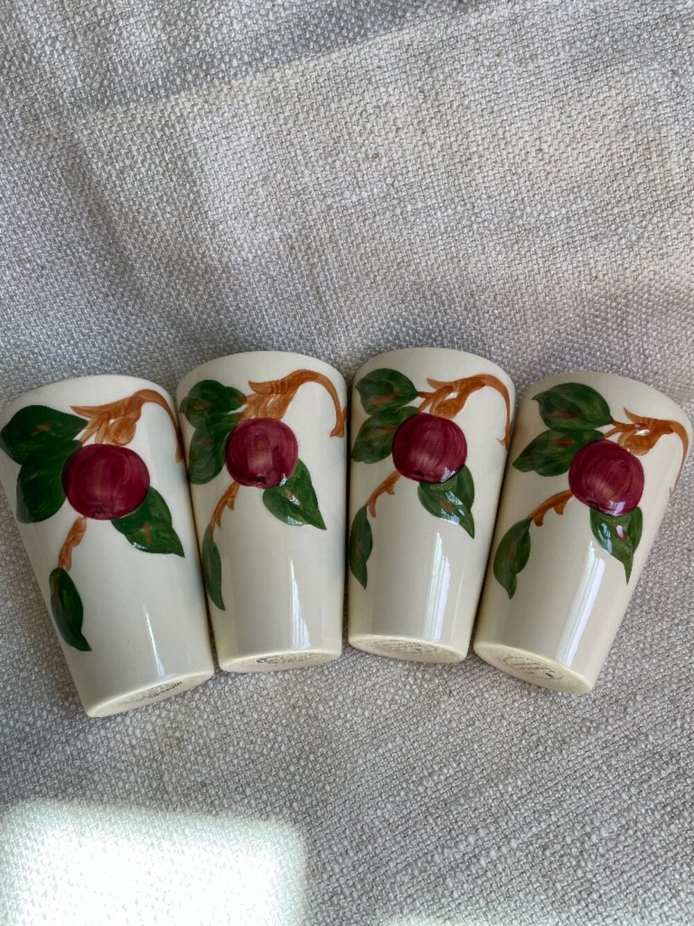 (4) Vintage Franciscan Apple Ceramic Tumbler Glasses 5” Lot